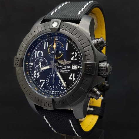 breitling avenger 45 chronograph brushed black polymer automatic men's watch|Breitling Avenger 45 night.